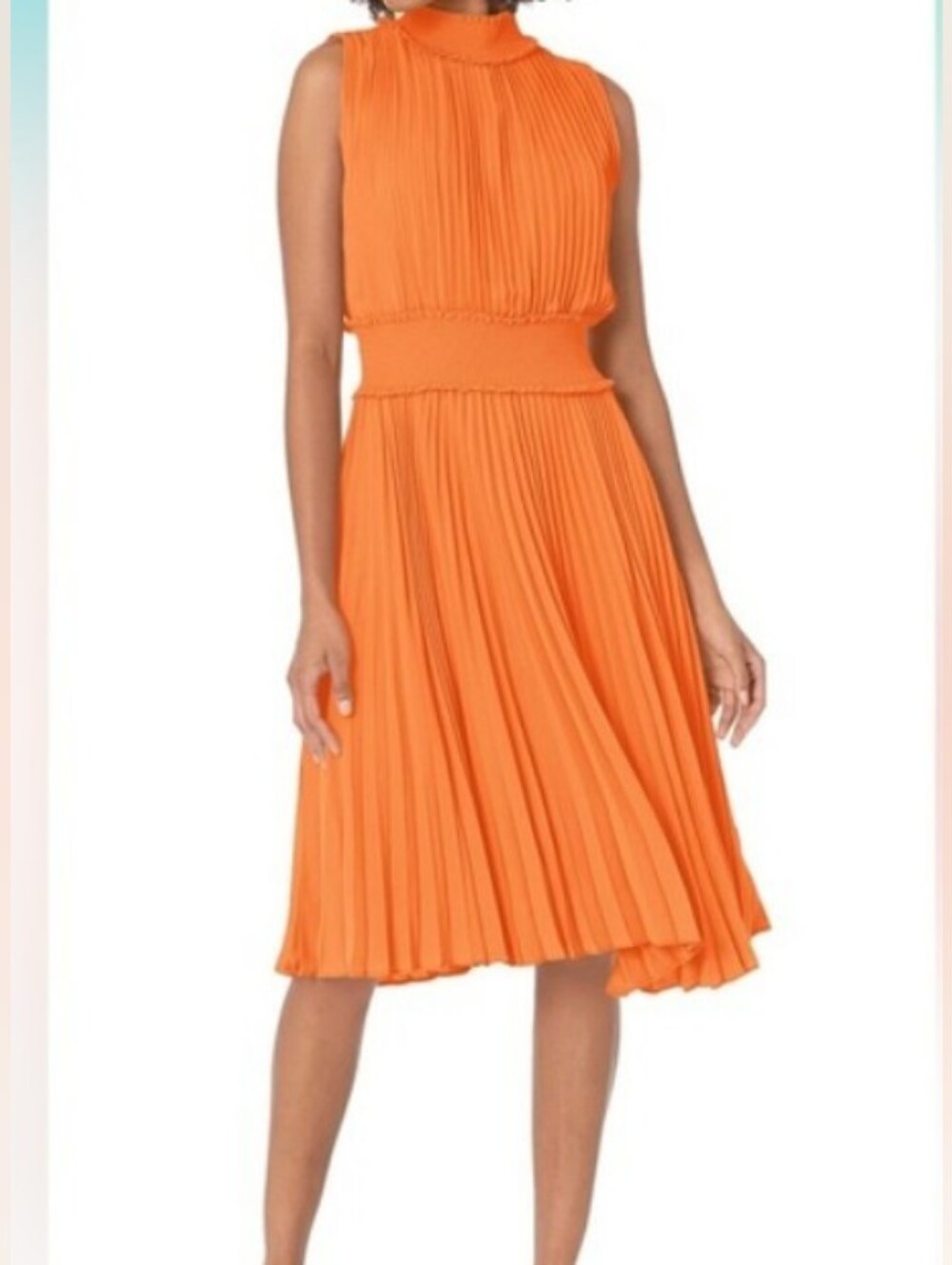 Nanette Lepore Orange Pleated Sleeveless Dress